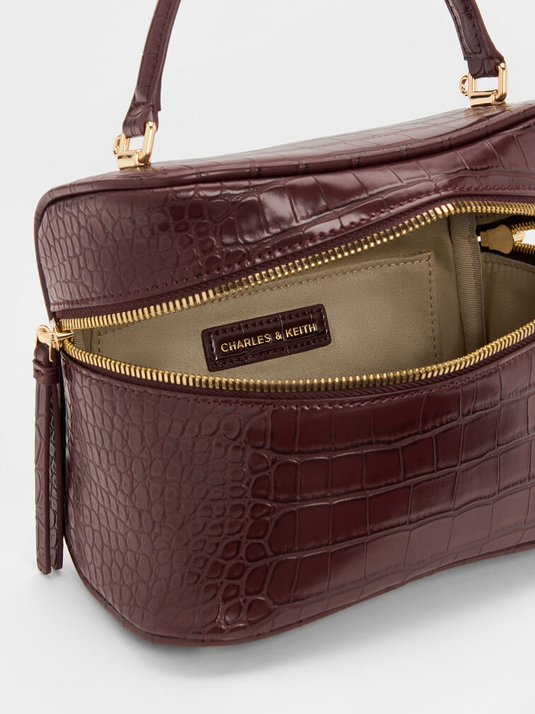 Pansy Croc-Effect Vanity Bag, Wineberry Red, hi-res