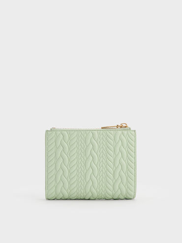 Apolline Textured Top-Zip Wallet, Mint Green, hi-res