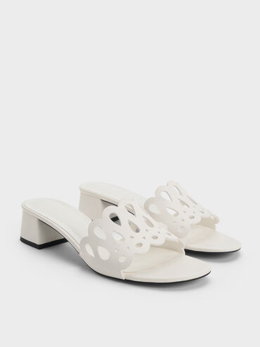 Gi&agrave;y mules cao g&oacute;t Cut-Out, Trắng, hi-res