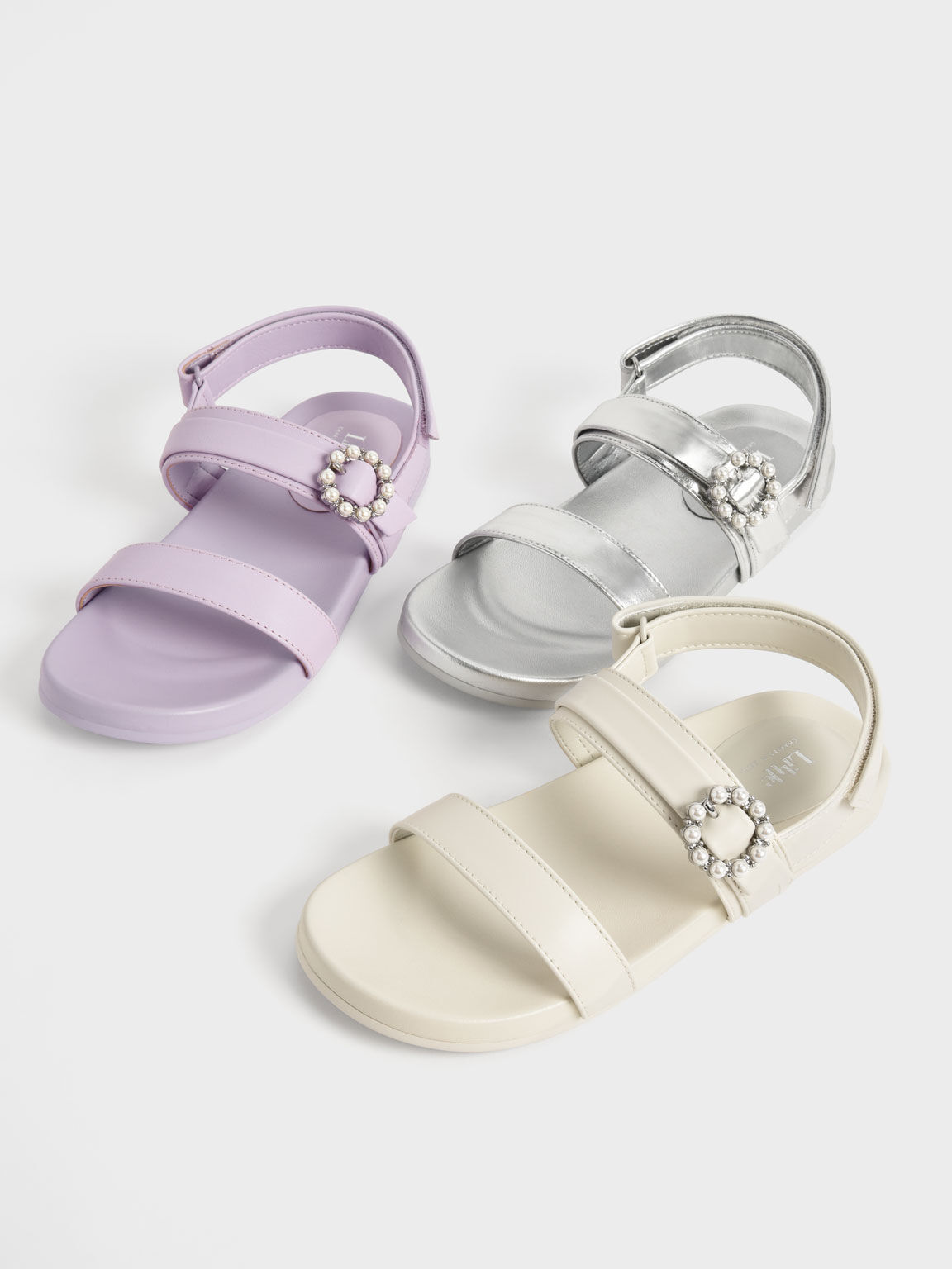 Giày sandals trẻ em Bead Embellished, Xám hoa lilac, hi-res