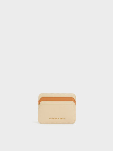 Two-Tone Rounded Card Holder, Beige, hi-res