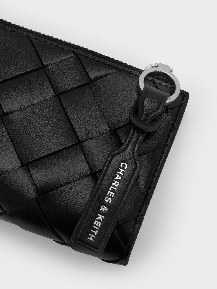 Ivette Woven Top-Zip Small Wallet, Noir, hi-res