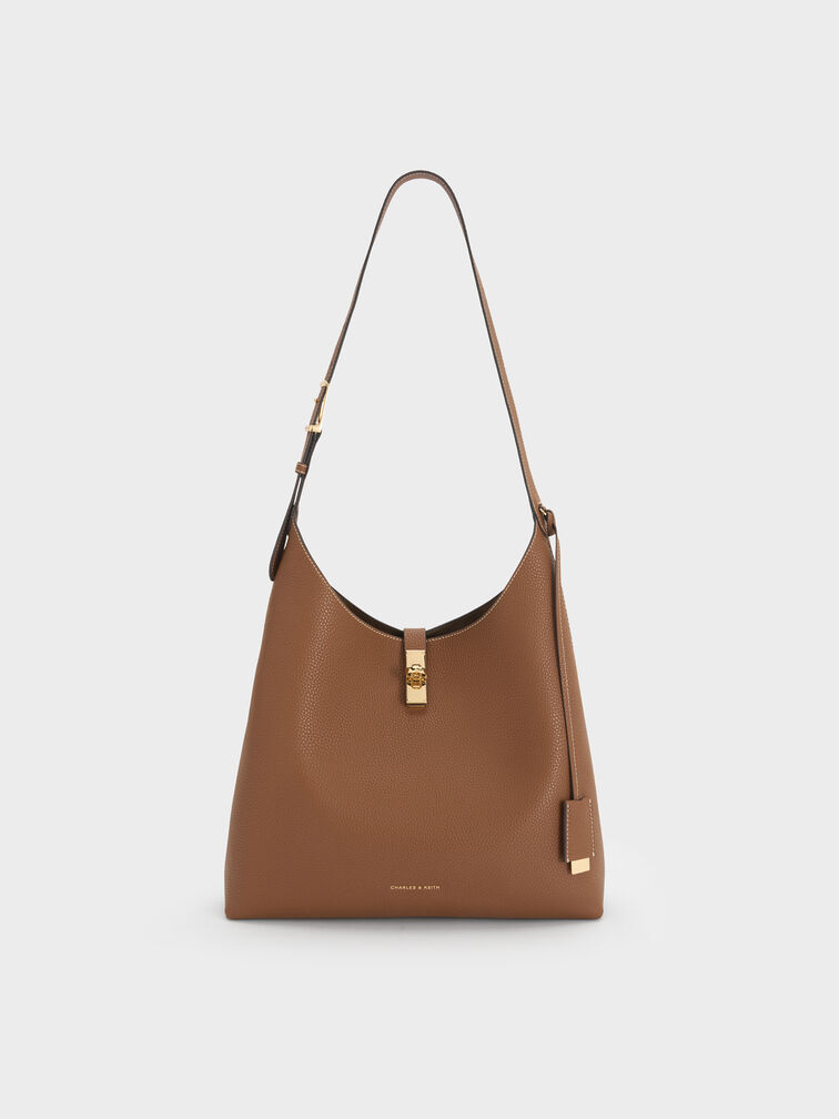 Chance Turn-Lock Hobo Bag, Chocolate, hi-res