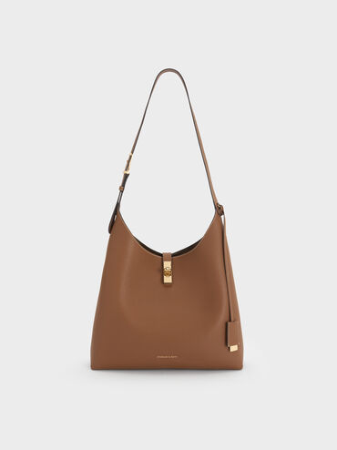 Chance Turn-Lock Hobo Bag, Chocolate, hi-res