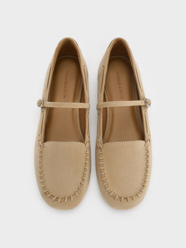 Gi&agrave;y lười mũi tr&ograve;n Gale Faux Suede, Be, hi-res