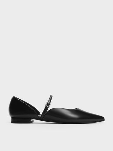 Pointed-Toe D'Orsay Mary Janes, Black, hi-res