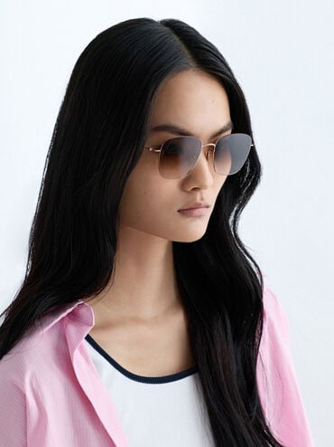 Miranda Square Sunglasses, Rose Gold, hi-res