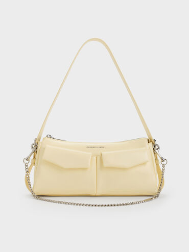 Rachel Front-Pocket Chain Shoulder Bag, Butter Yellow, hi-res