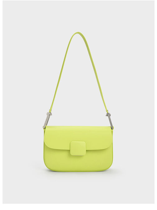 Koa Square Push-Lock Shoulder Bag, Lime, hi-res