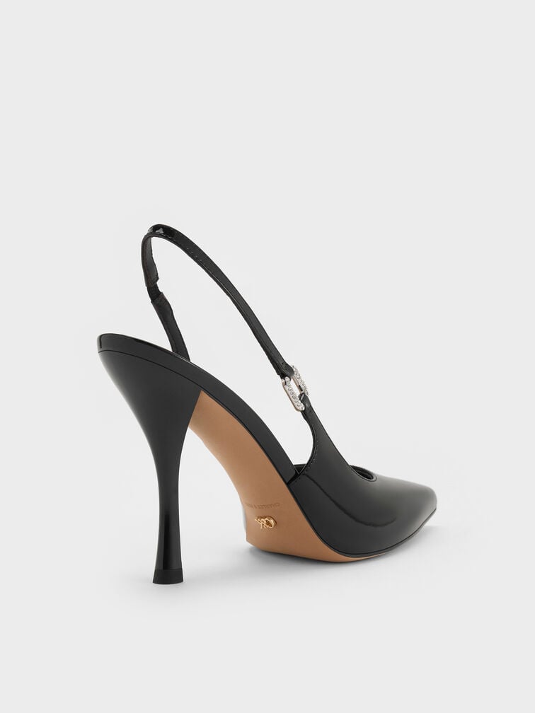Gi&agrave;y sandals cao g&oacute;t Patent Leather, Đen b&oacute;ng, hi-res