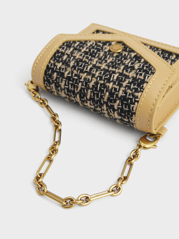 Tweed Chain-Link Card Holder, Multi, hi-res