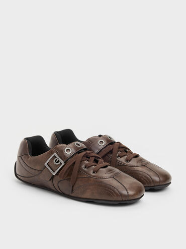 Gi&agrave;y sneakers cổ thấp Jollie Grommet, N&acirc;u đậm, hi-res