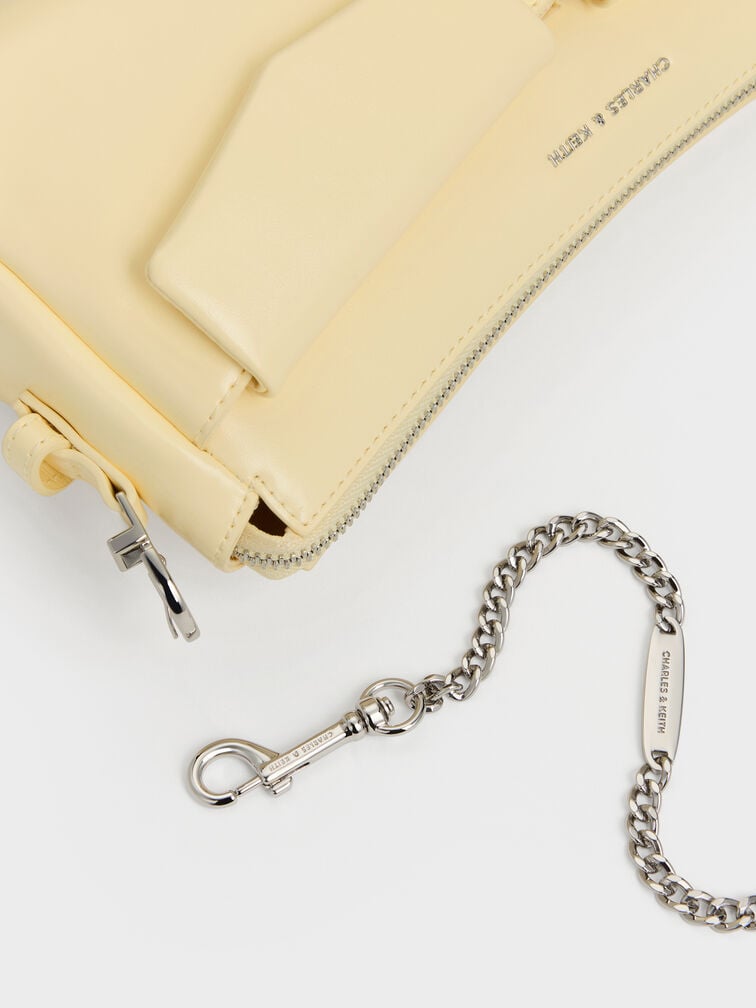 Rachel Front-Pocket Chain Shoulder Bag, Butter Yellow, hi-res