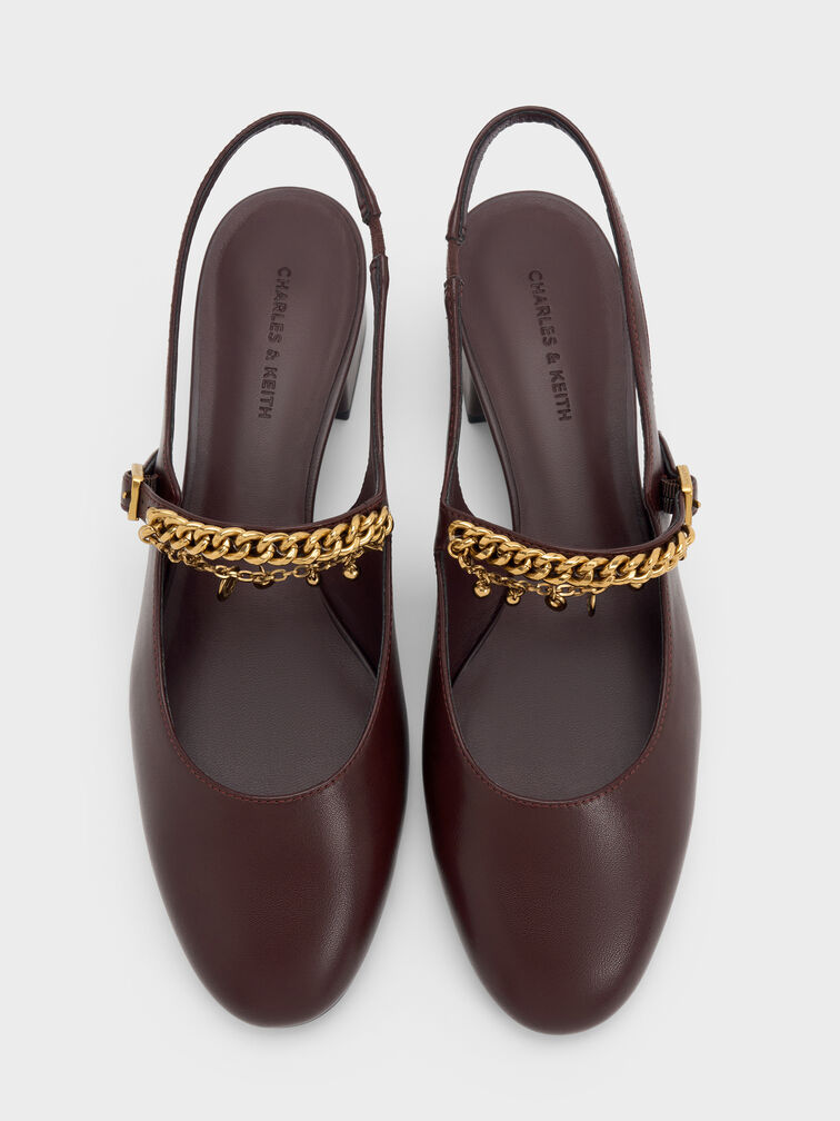 Gi&agrave;y sandals cao g&oacute;t Double-Chain Charm đỏ burgundy, Đỏ burgundy, hi-res