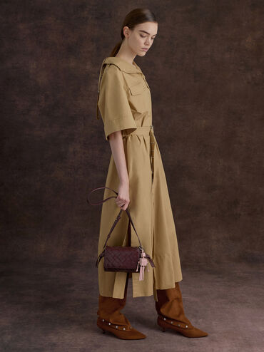 Boots cao gót Gael Faux Suede Studded, Nâu, hi-res