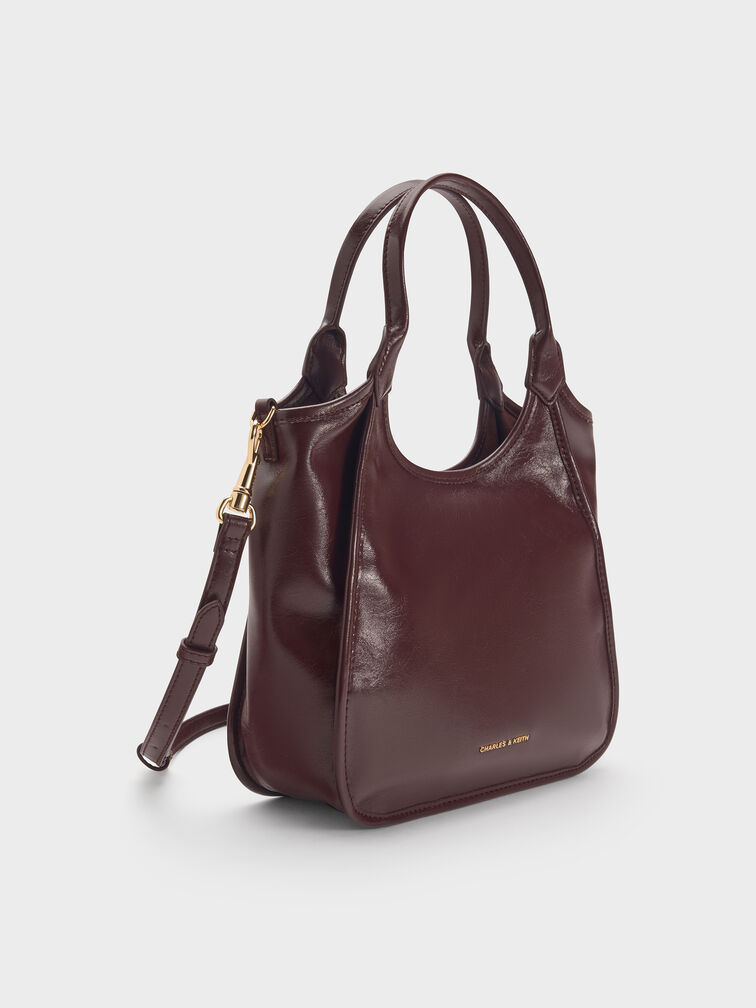 Mini Sianna Crinkle-Effect Slouchy Tote Bag, Wineberry Red, hi-res