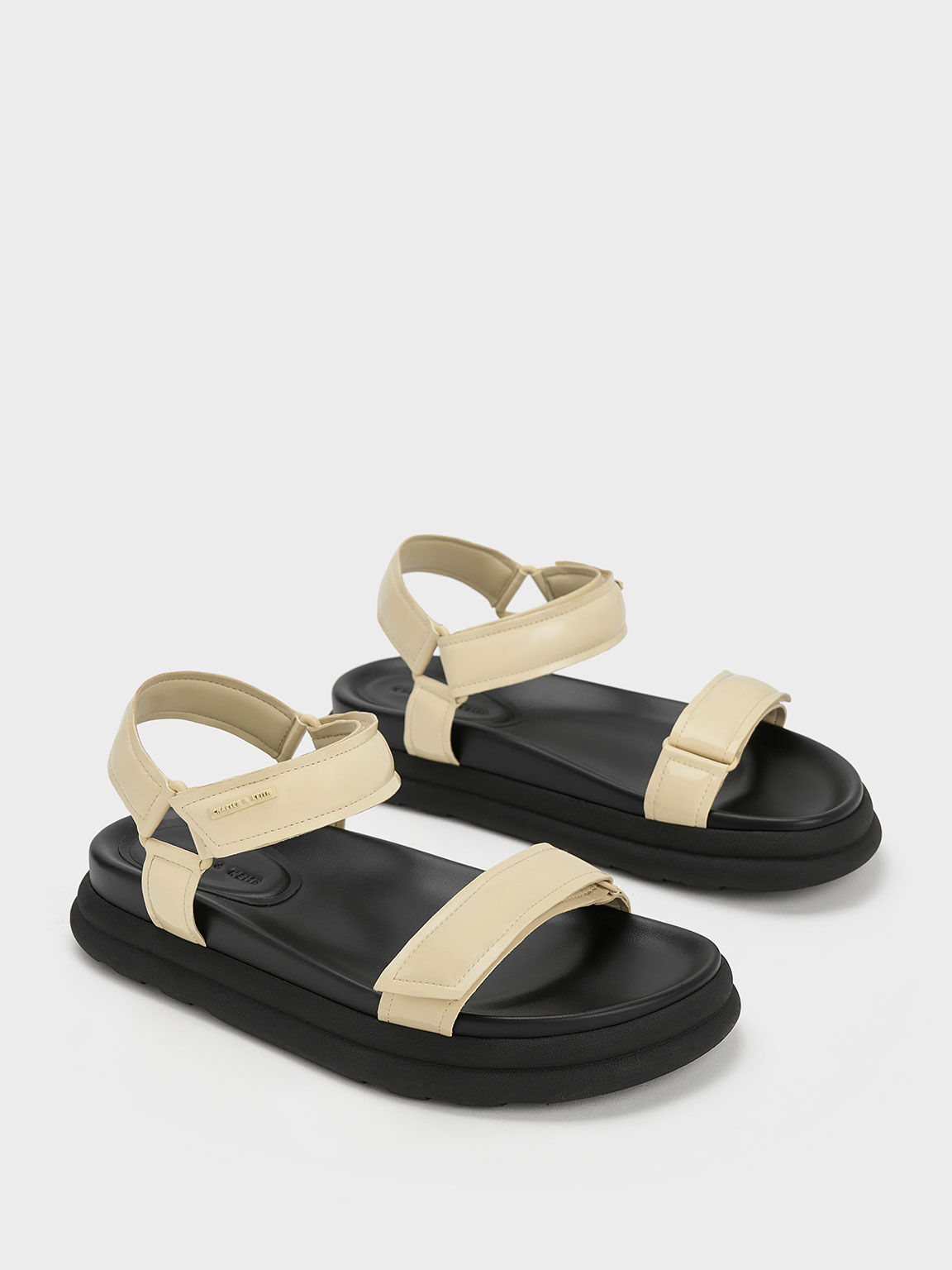 Patent Strappy Sports Sandals, Yellow, hi-res