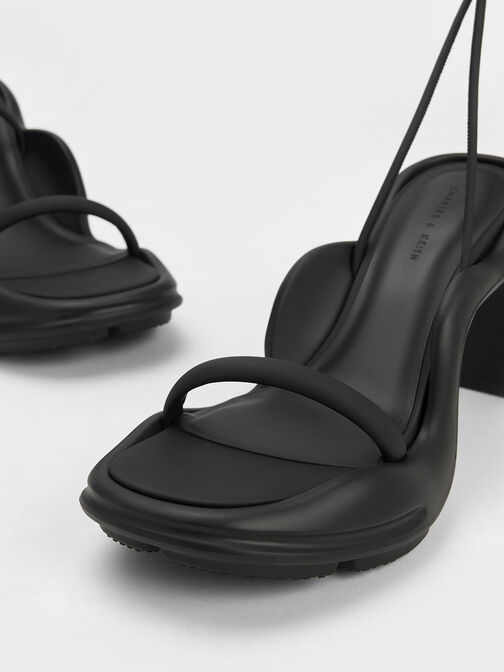 Giày sandals cao gót Leila Tie-Around Sculptural, Đen, hi-res