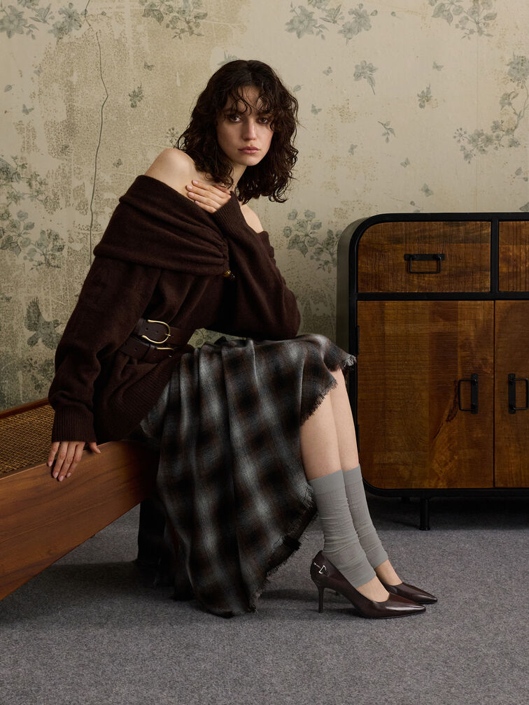 Giày cao gót bít mũi Erinna Metallic-Accent, Đỏ burgundy, hi-res