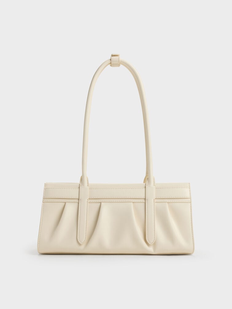 Isolde Belted Ruched Shoulder Bag, Cream, hi-res