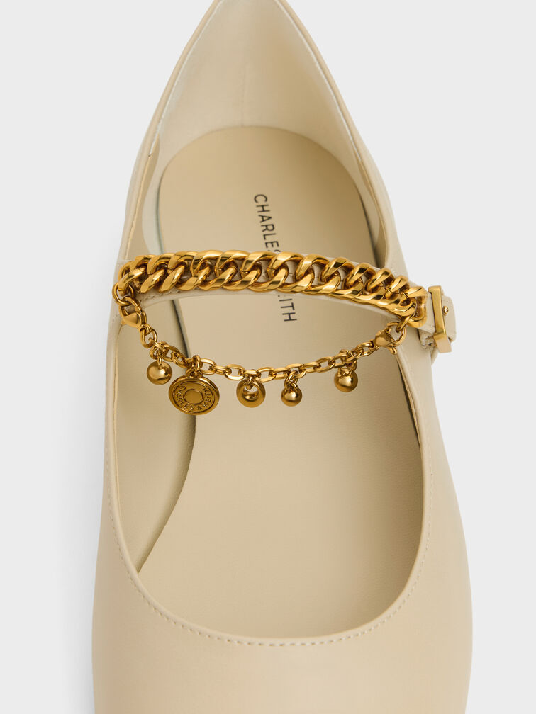 Gi&agrave;y b&uacute;p b&ecirc; đế bệt Double-Chain Charm phấn, Phấn, hi-res
