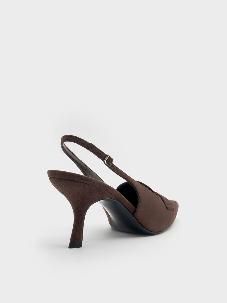 Griselda Faux Suede Slingback Pumps, Dark Brown Textured, hi-res