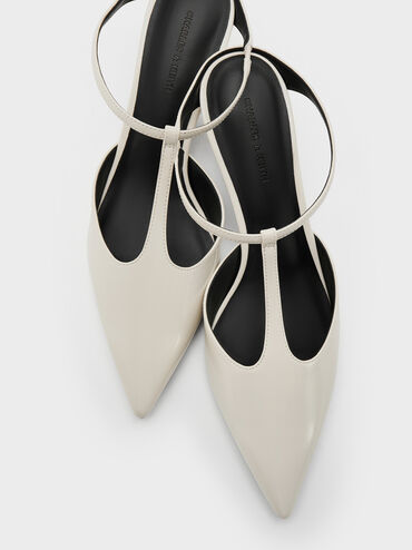 Giày mules cao gót T-Bar Pointed-Toe, Phấn, hi-res