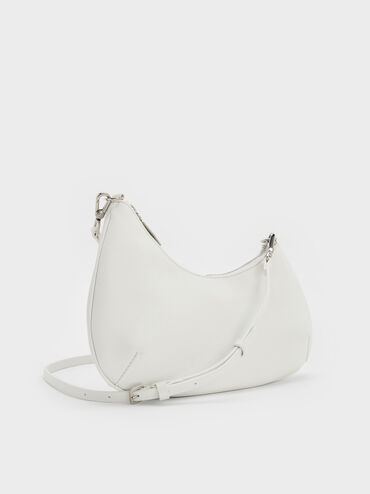 Dion Chain-Handle Asymmetric Shoulder Bag, White, hi-res