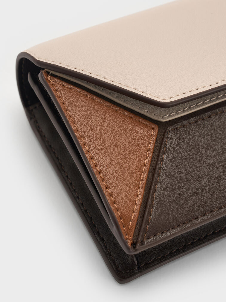 Nasrin Colourblock Geometric Long Wallet, Multi Brown, hi-res