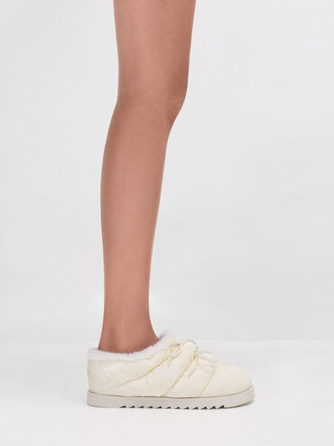 Egan Nylon Puffy Mules, Chalk, hi-res