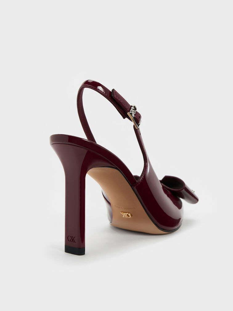 Giày sandals cao gót Lu Patent Leather, Đỏ burgundy, hi-res