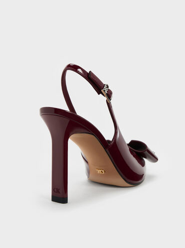 Giày sandals cao gót Lu Patent Leather, Đỏ burgundy, hi-res