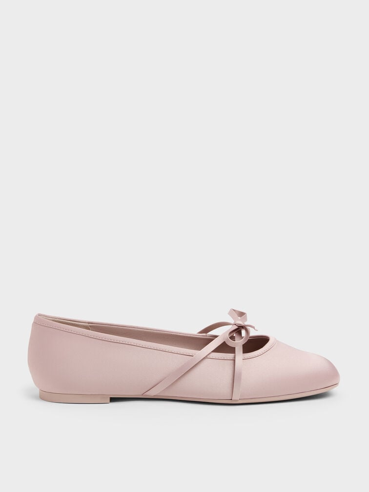 Gi&agrave;y b&uacute;p b&ecirc; mũi vu&ocirc;ng Satin Bow, Hồng, hi-res