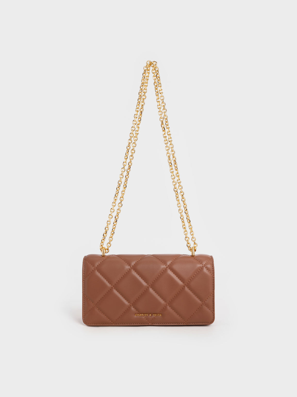 Túi đeo vai nữ nắp gập phom chữ nhật thời trang, Chocolate, hi-res