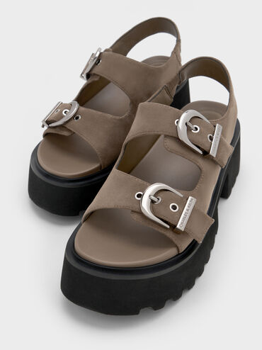 Nadine Faux Suede Slingback Platform Sandals, Taupe, hi-res