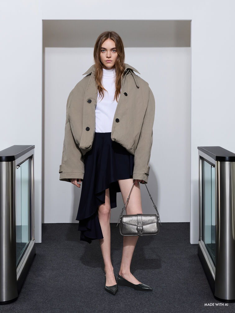 Blaise Belted Shoulder Bag, Pewter, hi-res