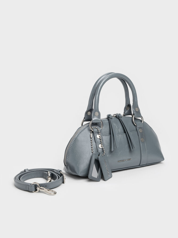 Tatiana Studded Bowling Bag, Smoky Blue, hi-res