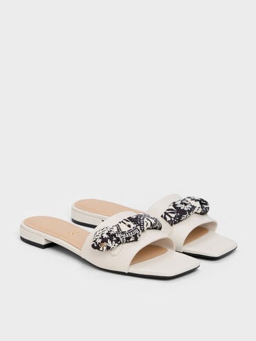 Tayari Leather Printed-Strap Slide Sandals, Chalk, hi-res