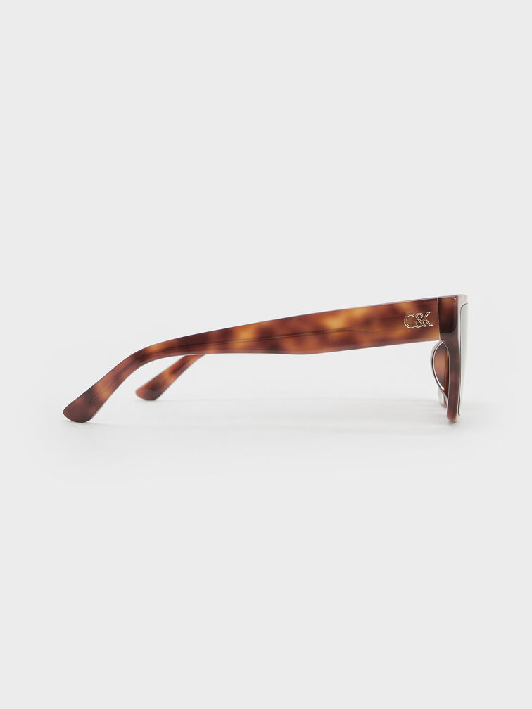 Recycled Acetate Tortoiseshell Angular Sunglasses, T. Shell, hi-res