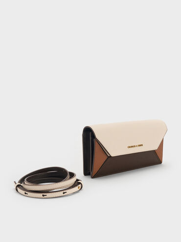 Nasrin Colourblock Geometric Long Wallet, Multi Brown, hi-res