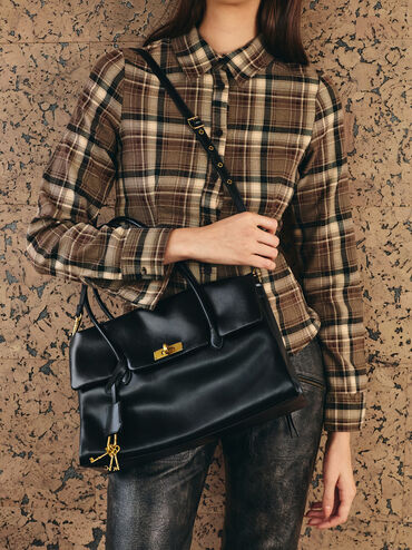 Kerry Trapeze Tote Bag, Black, hi-res