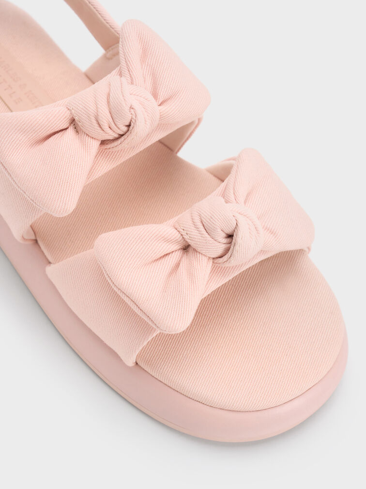 Gi&agrave;y sandals b&eacute; g&aacute;i Twill Bow, Hồng nhạt, hi-res