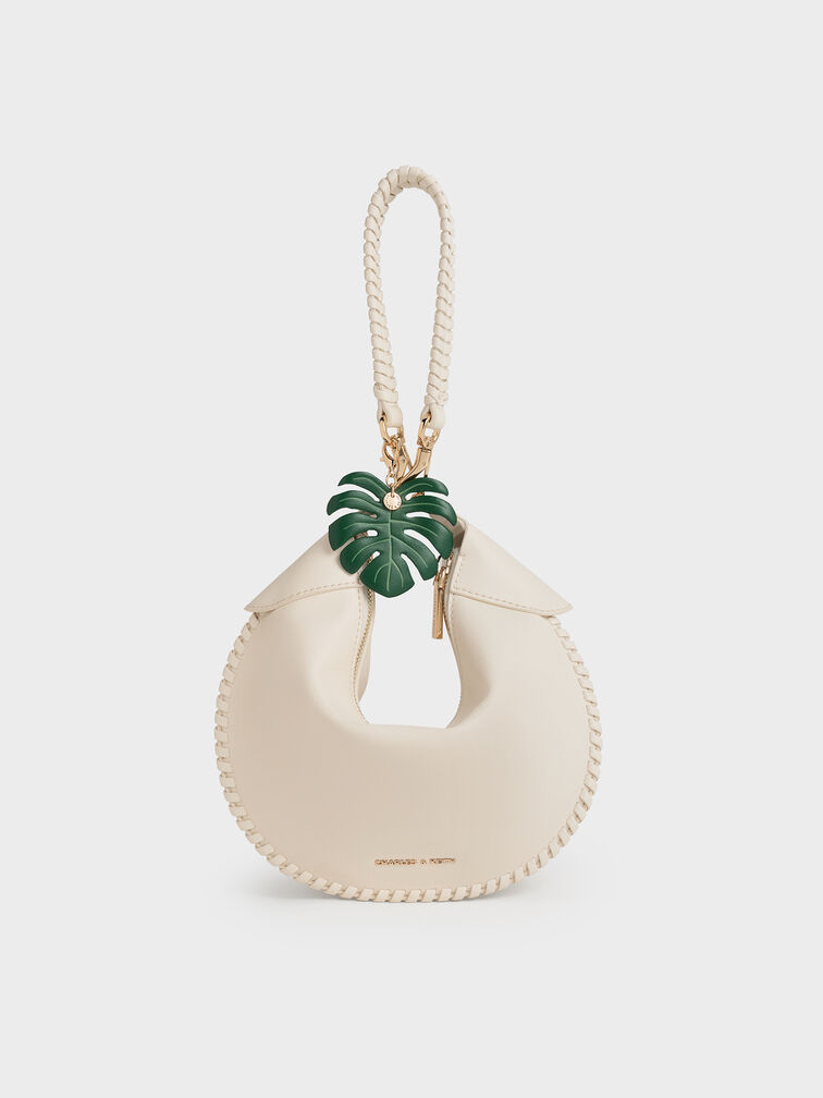 Blume Braided Curved Hobo Bag, Cream, hi-res