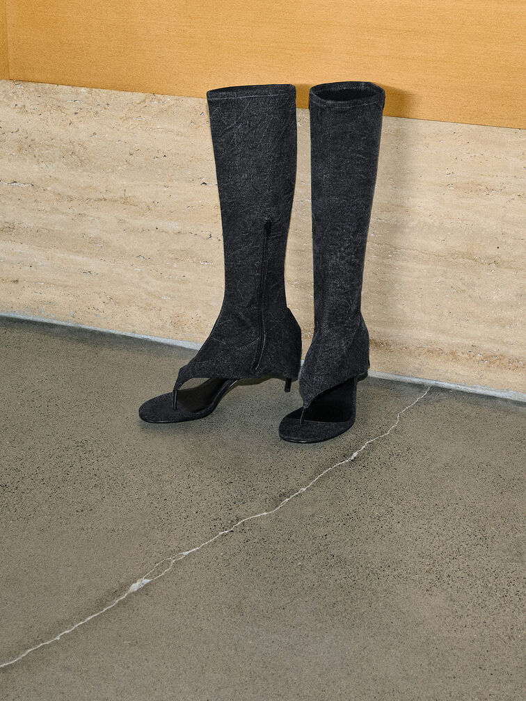 Aether Denim Thong Boots, Dark Blue, hi-res