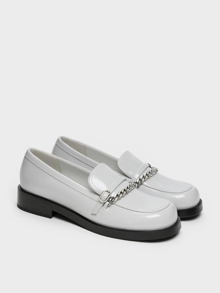 Georgie Chain Loafers, Light Grey, hi-res