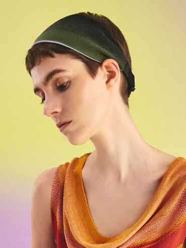 Recycled Polyester Knitted Gradient Reversible Headband, Multi, hi-res