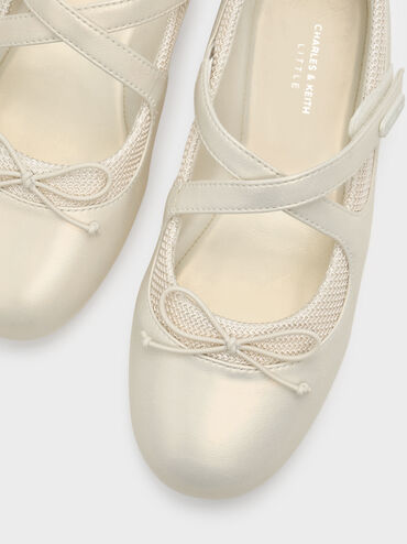 Girls' Pearlescent Crossover Mary Jane Sneakers, Chalk, hi-res