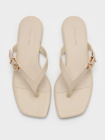 Buckled Thong Sandals, Chalk, hi-res