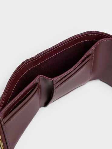 Ví ngắn hình vuông Arrietty Quilted, Wineberry Red, hi-res