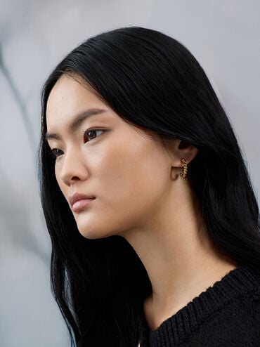 Khuy&ecirc;n tai Sable Rope-Knot, V&agrave;ng đồng, hi-res